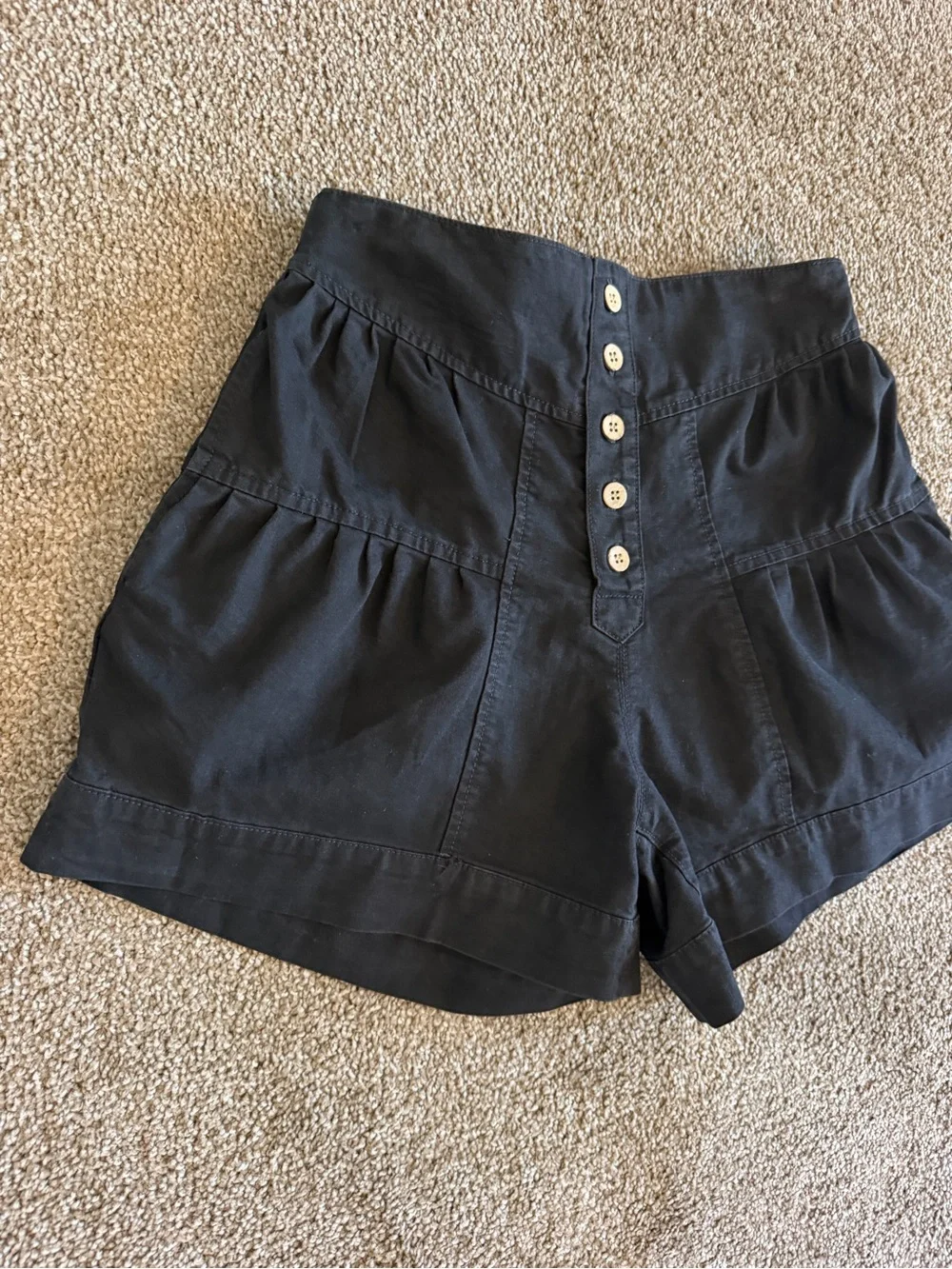 Cicy Bell High-Waist Black Button-Front Women's Shorts